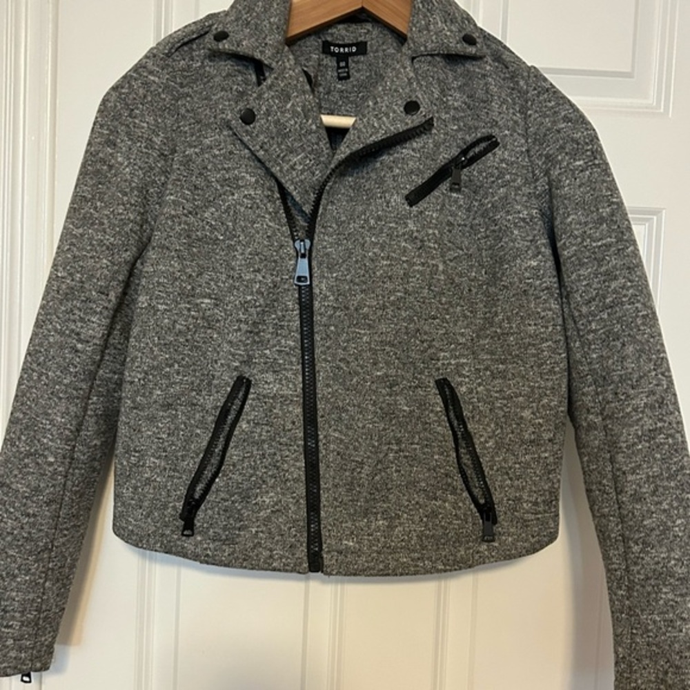 Torrid Gray Moto Jacket with Asymmetrical Design